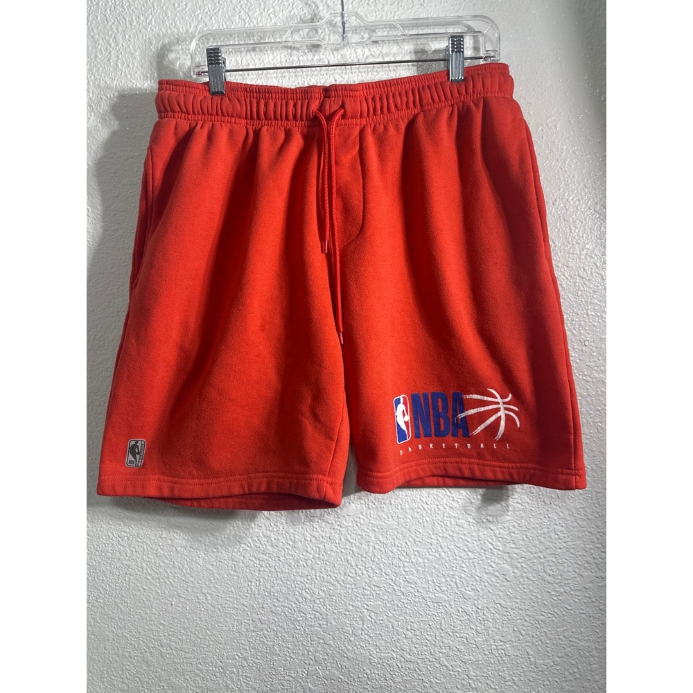 NBA Mens Fleece Athletic Shorts Red Graphic Logo Drawstring XL